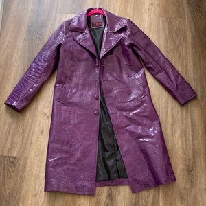 Men’s Joker Faux Purple Alligator Trench Coat